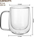 Glass Coffee Mug, 8.5 oz Double Walled Insulated Cup Heat-resistant for Tea Coffee Latte Cappuccino Espresso Iced Tea Dishwasher & Microwave Safe,...