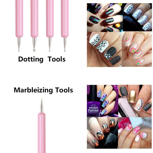 5pcs Nail Art Dotting Tools Pen Dual Head UV Gel Carving Pen Nail Silicone Brushes Set Pottery Clay Sculpting Tools Modeling Painting Drawing Tool...