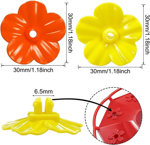6 PCS Red Hummingbird Feeder Replacement Flowers,Plastic Decorative Flower Feeding Replacement Parts for Hummingbird Feeder Outdoors, Slices Windo...