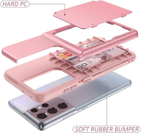 WeLoveCase for Samsung Galaxy S21 Ultra Wallet Case with Credit Card Holder & Hidden Mirror, Defender Protective Shockproof Heavy Duty Phone Cover...