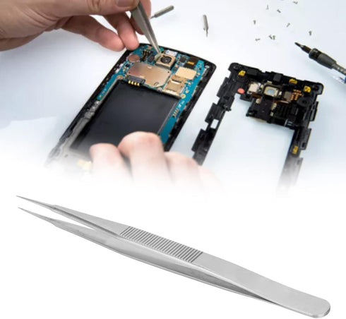 Stainless Steel Tweezers, High Accuracy Tweezers with Straight Tapered, Ultra Fine Point Forceps, hold 0.1mm fingerprint flying line, for Mobile P...