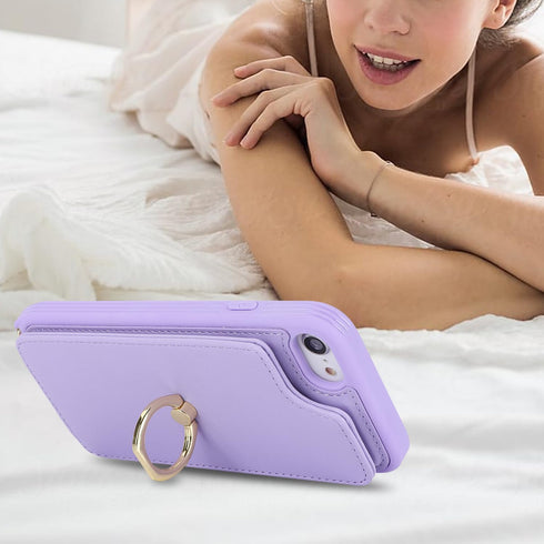 for iPhone 7/8/SE 2020/SE 2022 Case with Card Holder and Strap for Women,Crossbody Lanyard,Kickstand Ring Stand,Snap Clasp,Phone Wallet Cases 4.7 ...