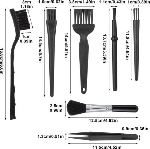 Set of 7 Keyboard Anti Static Brushes, Plastic Handle Portable Cleaning Brushes Computer Keyboard Cleaning Brush Kit for Cleaning Computer Keyboar...