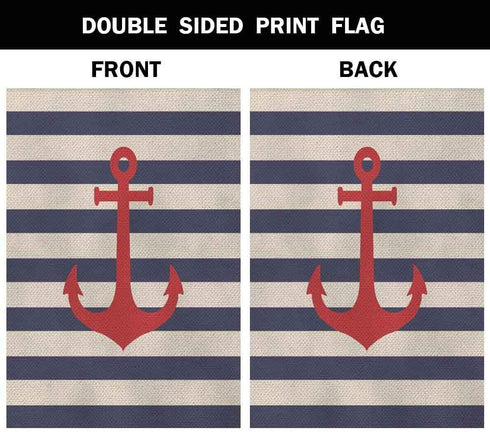 AOYEGO Anchor Garden Flag Small Vertical Double Sided 12.5 x 18 Inch Striped Marine Vector Background Burlap Yard Outdoor Decor...