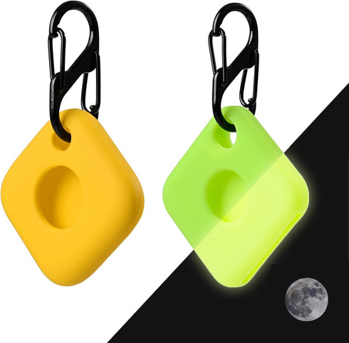 Silicone Case for Tile Mate 2022 with Keychains, 2 Pack Anti-scratch Protective Cover with Carabiner (Yellow/Fluorescent Green)...