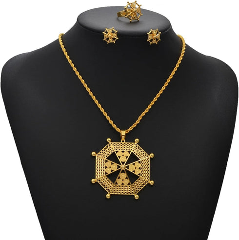 Ethiopian Jewelry Set Chokers - Ethiopian Jewelry - Ethiopian Jewelry for Women Set - Ethiopian Eritrea Jewelry Sets Necklaces Earrings Ring for W...