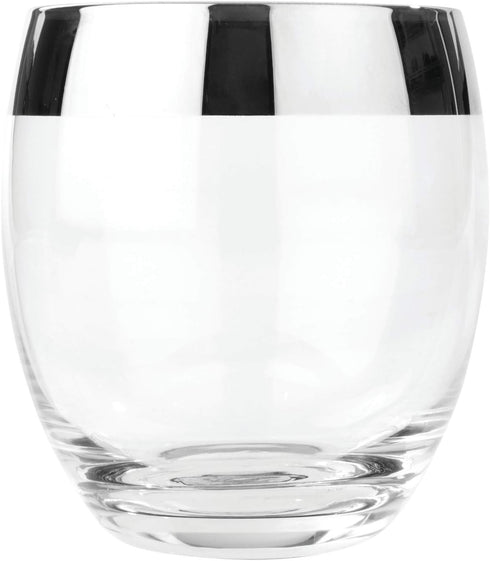 Viski Irving Chrome Rim Crystal Lowball Tumblers Set of 2 - Premium Crystal Clear Cocktail Glass Gold Rimmed Glassware, Stylish Lowball Whiskey Gl...