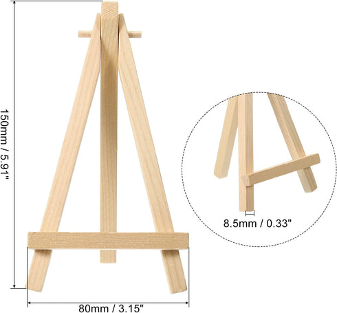 PATIKIL 5.9" Mini Wooden Easel Stand, 12 Pack Table Use Adjustable Triangle Holder for Displaying Photos, Card, Canvases, Wedding, Wood Color...