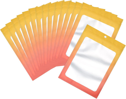 100 Pcs Resealable Mylar Ziplock Food Storage Bags, Gradient Color Smell Proof Bag with Clear Window, Packaging Pouch for Coffee Beans Candy Sampl...