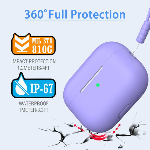 AirPods Pro 2nd Generation Case Cover, Military Grade Anti-Fall Soft Silicone Shock-Absorbing AirPods Pro Case Skin Touch with Keychain and Cleani...