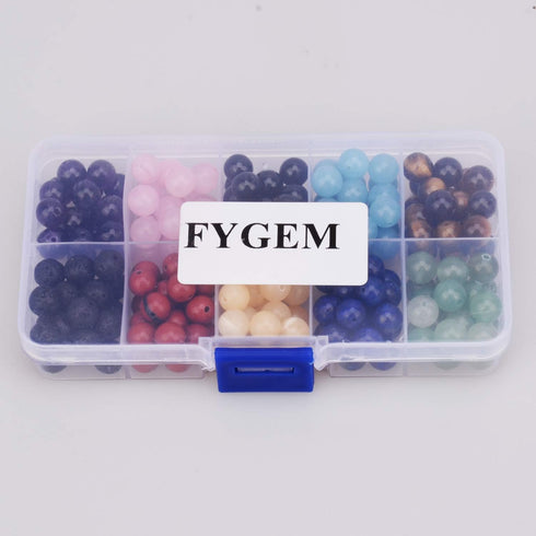 Natural Stone Beads 200pcs Mixed 8mm Round Genuine Real Beading Loose Gemstone Hole Size 1mm DIY Charm Smooth Beads for Bracelet Necklace Earrings...