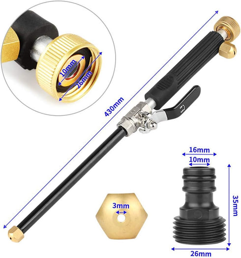 Hydro Jet High Pressure Power Washer Wand - Portable High Pressure Water Gun 2 Nozzles, Power Pressure Washer Hose Nozzle Attachment for Garden Ho...