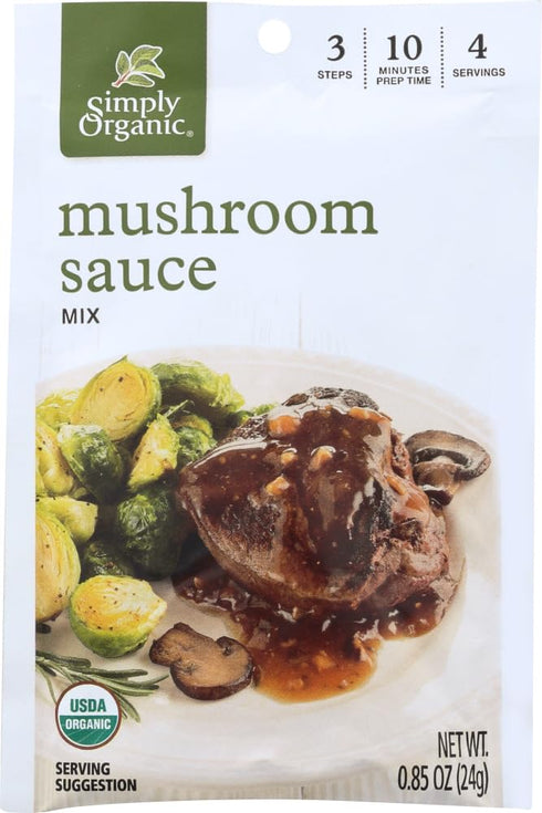 Simply Organic Mushroom Sauce Mix, Certified Organic, Vegetarian, Gluten-Free | 0.85 oz | Pack of 3...
