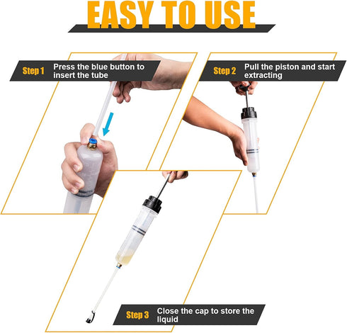 200CC Fluid Extractor Pump, Oil Change Syringe with Hose, Manual Fluid Extractor/Fill Pump for Car Fluid Transfer...
