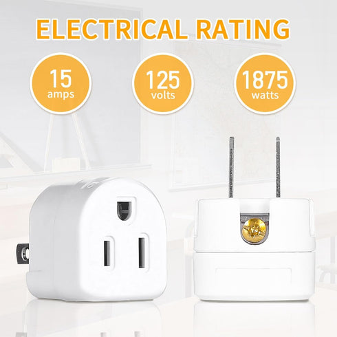 2 Prong to 3 Prong Adapter, Multi Plug Outlet Extender Splitter, 2 Prong Outlet Adapter for USA Wall Plugs for Household Appliances, Travel, Type ...