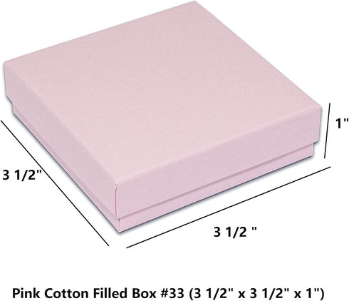 RJ Displays- 12 Pack Pink Cotton Filled Cardboard Paper Jewelry Box with snug-fitting lids. Gift Case for Bracelets, Bangle, Necklaces, Brooch and...