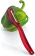 triangle Swivel Peeler, Red - Stainless Steel Serrated Twin Blade - Peels Soft, Delicate Fruits & Vegetables - Lightweight Handle - Dishwasher Saf...