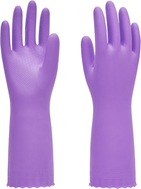 PACIFIC PPE Reusable Dishwashing Cleaning Rubber Gloves, Dish Washing Gloves with Flocked Cotton Liner, Kitchen Gloves, Latex Free, Purple, Small...