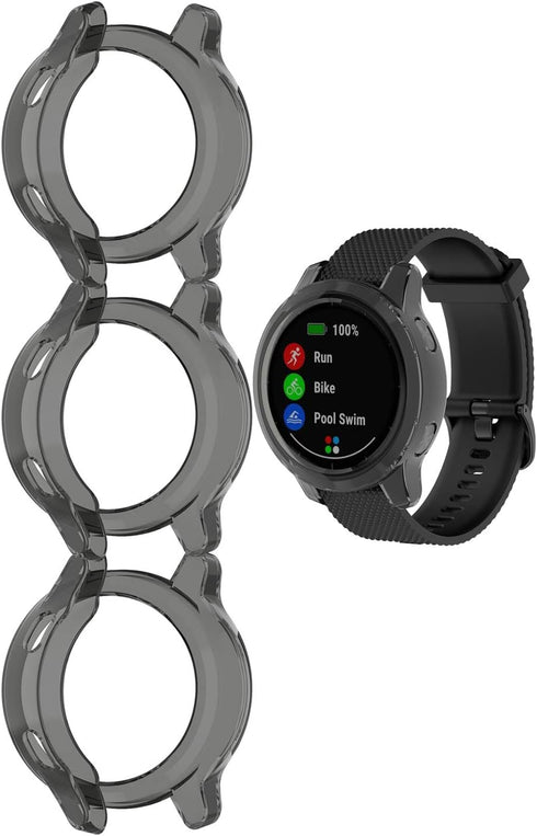 Black-3Pack Covers Compatible with Garmin vívoactive 4 Watch Case Accessories Transparent TPU Protective Bumper Scratch-Resistant for 45 mm Vívoac...