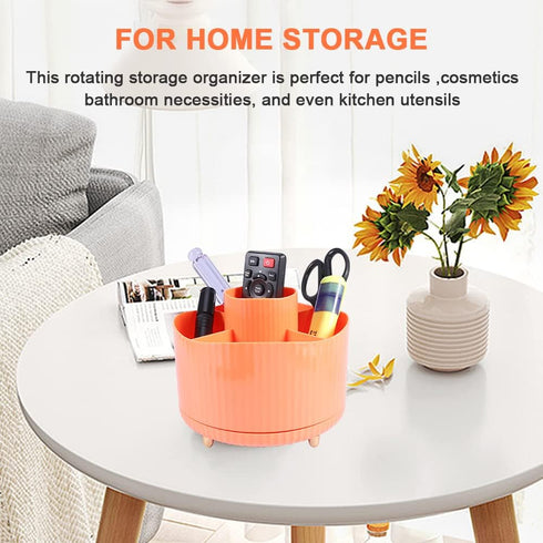 360 Rotating Makeup Brush Organizer, 5 Grids Makeup Brush Holder with Makeup Brush Cleaning Box, for Cosmetics, Nail Polish, Desk Storage Containe...
