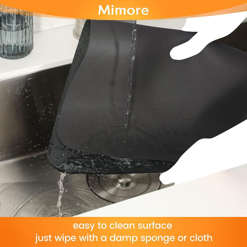 Mimore Coffee Mat - 12x19 Inch Black Coffee Bar Mat for Countertop - Absorbent, Hides Stains, Rubber Backed - Coffee Bar Accessories Dish Drying M...