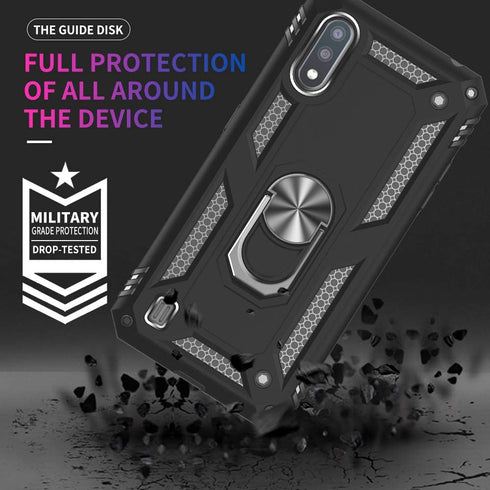 Samsung Galaxy A01 Phone Case, Samsung A01 Phone Case with Screen Protector, Military Grade Protective Cases with Ring for Samsung Galaxy A01 (Bla...