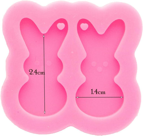 Shiny Glossy Lovely Rabbit Shape Mini Earrings Mold Tiny Resin Silicone Keychain Mold for DIY Epoxy Resin Jewellery Making Craft...
