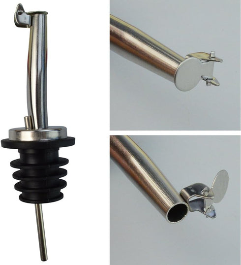 5 Pcs Wine Bottle Pourers, Stainless Steel Liquor Pour Spout Flip Top Wine Bottle Stoppers Speed Pourers Olive Oil Bottle Tapered Spout Bottle Pou...