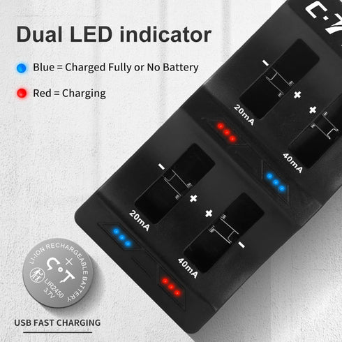 LIR2450 Rechargeable Button Battery Lithium Coion Cell 3.7V 6-Pack with Universal Battery Charger Replacing 3V Cr2450 Batteries...