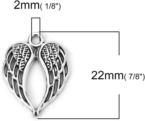 JGFinds Angel Wings Pendant Charm - 100 Pack (50 Silver, 50 Gold Toned) DIY Jewelry Making Supplies, Small 7/8 Inch Metal Wings for Bracelet, Neck...