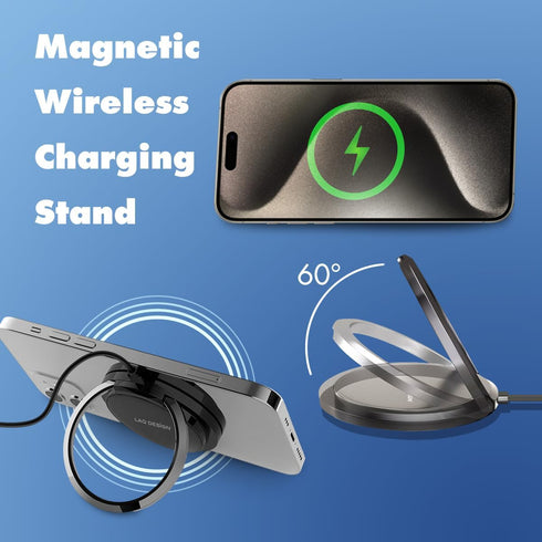 Wireless Charger with Fast Charging Capability,Compatible with iPhone and Samsung Galaxy S24, Google Pixel 8 | iPhone Charger Pad with Finger Ring...