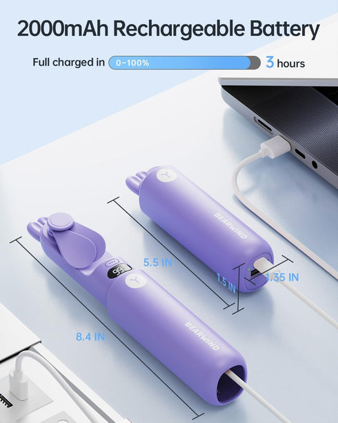 Portable Handheld Fan, Personal Mini Fan - Hand Held Fan, LED Display, USB Rechargeable Small Travel Fan with Portable Charger, Cute Lash Eyelash ...