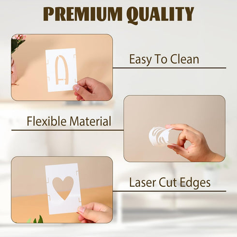 Letter Stencils 3 Inch Cursive Stencil Letters Number Template 42 Pcs Letter Stencils for Crafts Reusable Stencils for Painting Chalkboard Wood Si...