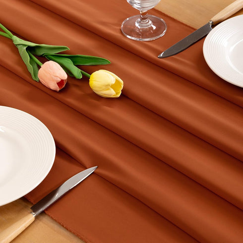 Socomi Terracotta Chiffon Table Runner Easter Spring Boho Rustic 14ft 29x170 Inches Wedding Runner Sheer Romantic Bridal Shower Decorations...