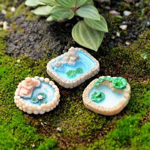Mosses Miniature Fairy Garden Accessories,Miniature Pond Lawn Garden Ornament Figurines, Mini Lighthouse Water Well Bridge Figurines, Micro Landsc...
