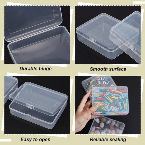 BENECREAT 10 Packs PP Plastic Bead Container Box, 4.9x3.9x1.2inch Rectangle Storage Organizer Box, Dustproof Case with Hinged Lid for Cards, Beads...