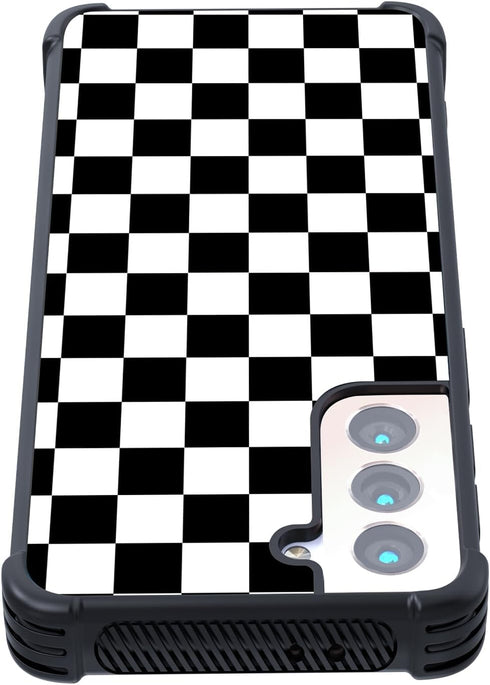 Tnarru for Samsung Galaxy S21 Case Checkered Pattern Hard PC Back and Soft TPU Sides Non-Slip Slim Thin Scratchproof Shockproof Protective Cute Ph...