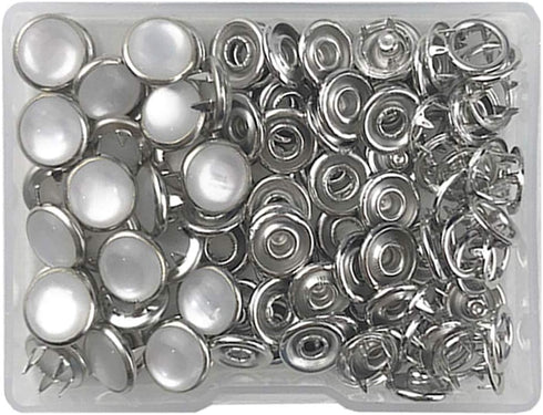Pearl Snaps Fasteners Kit,10mm Clothes Ring for Western Shirts Clothes Prong Ring Snaps (White)...