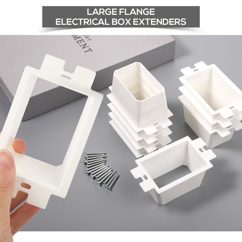 8pcs BE1-2 Electrical Outlet Box Extenders, 1 Gang/Single Gang Electric Box Extension with 16pcs Screws Power Switch Receptacles Accessories (Whit...