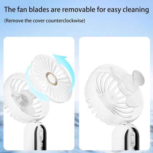 Usb Handheld Fan Portable,Battery Powered Fan with Led Display,Speed Wind Adjustable Slider Travel Fan, 60° Folding Table Fan with Base,Quiet Pers...