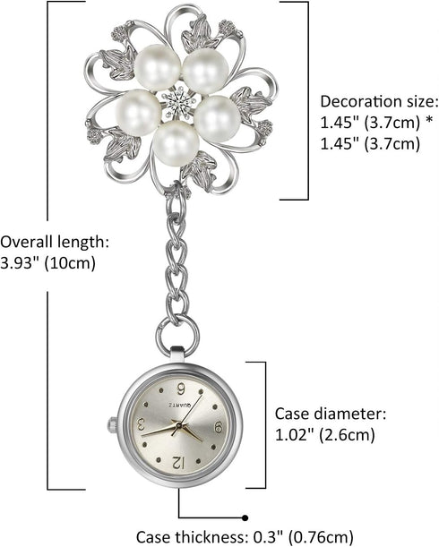 Lancardo Women's Nurse Watch Fashion Pearl Flower Pattern Pin-on Brooch Hanging Lapel Watch for Nurses Doctors Badge Stethoscope Quartz Fob Watch ...