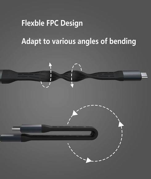 Extra Short Flexible USB C Cable 5.3 inch,USB 3.2 Gen 2 20Gbps Data Transfer 100W PD Fast Charge Flat Type C Cable for Thunderbolt 3 MacBook,Chrom...