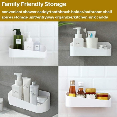 SUNFICON Adhesive Shower Caddy Wall Mounted Bathroom Shelf Organizer Storage Rack No Drilling Shower Shelf Bath Essentials Shampoo Spice Holder 2 ...
