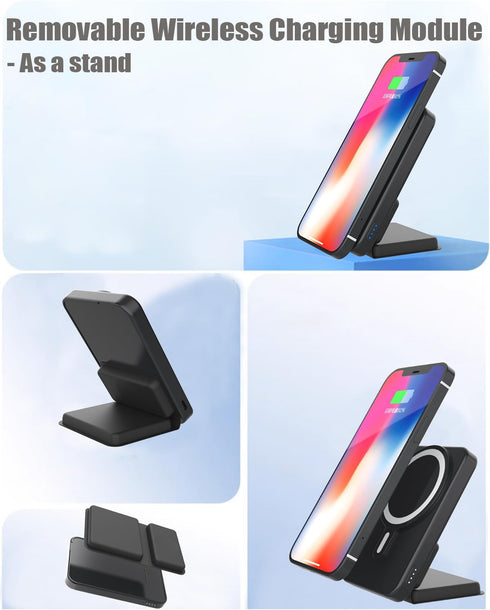 Magnetic Wireless Power Bank,3 in 1 Slim 10000mAh Wireless Portable Charger Mag-Safe Battery Pack Compatible with iPhone 14/13/12/Pro/Mini/Pro Max...