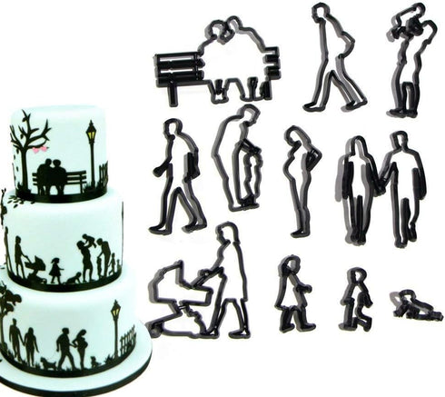 Family Fondant Cutters, Airlxf 11 PCS Wedding Cookie Cutter Set for Anniversary/Bridal/Engagement Cake Decorating Sugarcraft Cutting Tool (Family ...