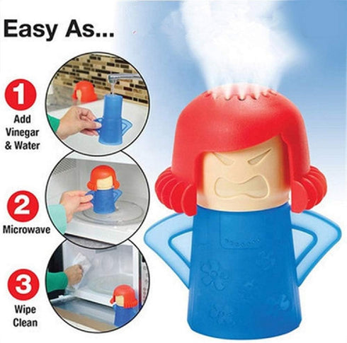 Angry Mama Microwave Oven Cleaner Kitchen Gadget Water and Vinegar Cleaning Angry Mom High Temperature Steamer Easy Use Chemical Free Eco Cleans f...