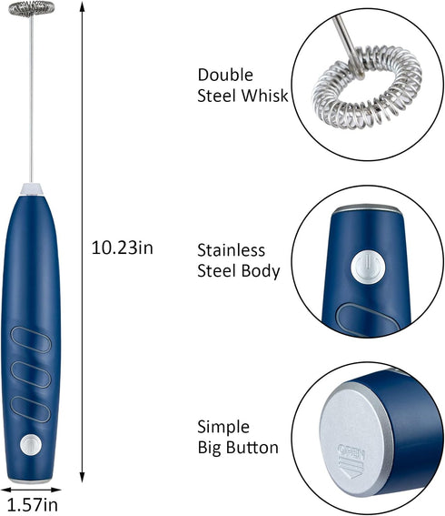 ZIXU Milk Frothers,3 Mode Electric Milk Frothers Handheld,Foam Beater Milk Frother,Battery Operated Mini Smoothie Blender For coffee whipping capp...