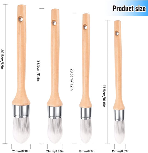 WXJ13 4 Pieces Trim Painting Tool Edge Painting Tool Corner Paint Brush Trim Paint Brush Paint Trimmer Edger Wooden Handle Round Painting Tool for...