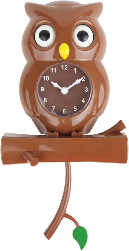 Lily's Home Pendulum Owl Clock with Revolving Eyes and Swinging Branch, Battery Powered and Wall Mountable, Wonderful and Whimsical Addition to Th...