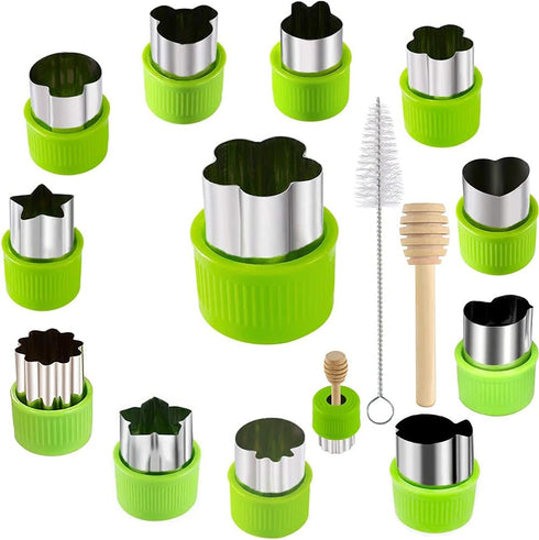 14 Pcs Fruit Vegetable Cookie Cutters Shapes Sets Stainless Steel Food Mini Pie Cookie Stamps Mold for Kids Baking,Bento Box and Decorating Tools...